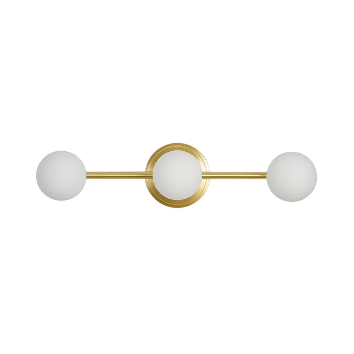 Brass Linear Opal Glass Globe Semi Flush Mount Vanity Light