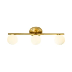 Brass Linear Opal Glass Globe Semi Flush Mount Vanity Light