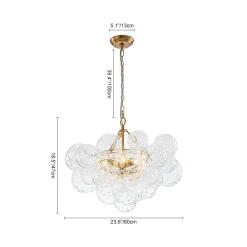 Brass Luxe Cluster Hammered Glass Globe Bubble Chandelier