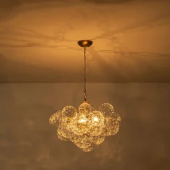 Brass Luxe Cluster Hammered Glass Globe Bubble Chandelier