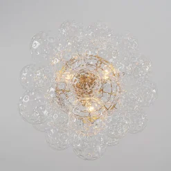Brass Luxe Cluster Hammered Glass Globe Bubble Chandelier
