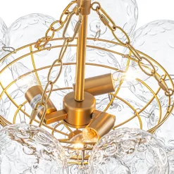 Brass Luxe Cluster Hammered Glass Globe Bubble Chandelier