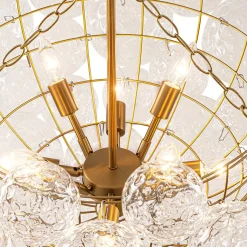 Brass Luxe Cluster Hammered Glass Globe Bubble Chandelier