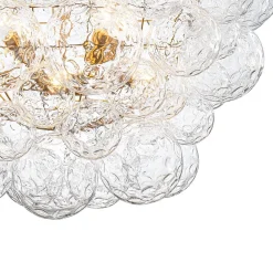 Brass Luxe Cluster Hammered Glass Globe Bubble Chandelier