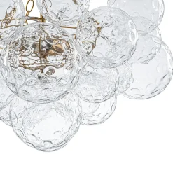 Brass Luxe Cluster Hammered Glass Globe Bubble Chandelier