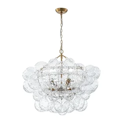Brass Luxe Cluster Hammered Glass Globe Bubble Chandelier