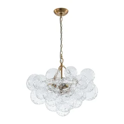 Brass Luxe Cluster Hammered Glass Globe Bubble Chandelier
