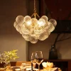 Brass Luxe Cluster Rippled Glass Globe Bubble Chandelier