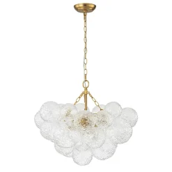 Brass Luxe Cluster Rippled Glass Globe Bubble Chandelier