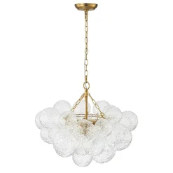 Brass Luxe Cluster Rippled Glass Globe Bubble Chandelier