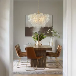 Brass Luxe Cluster Rippled Glass Globe Bubble Chandelier