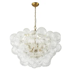 Brass Luxe Cluster Rippled Glass Globe Bubble Chandelier