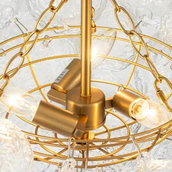 Brass Luxe Cluster Rippled Glass Globe Bubble Chandelier