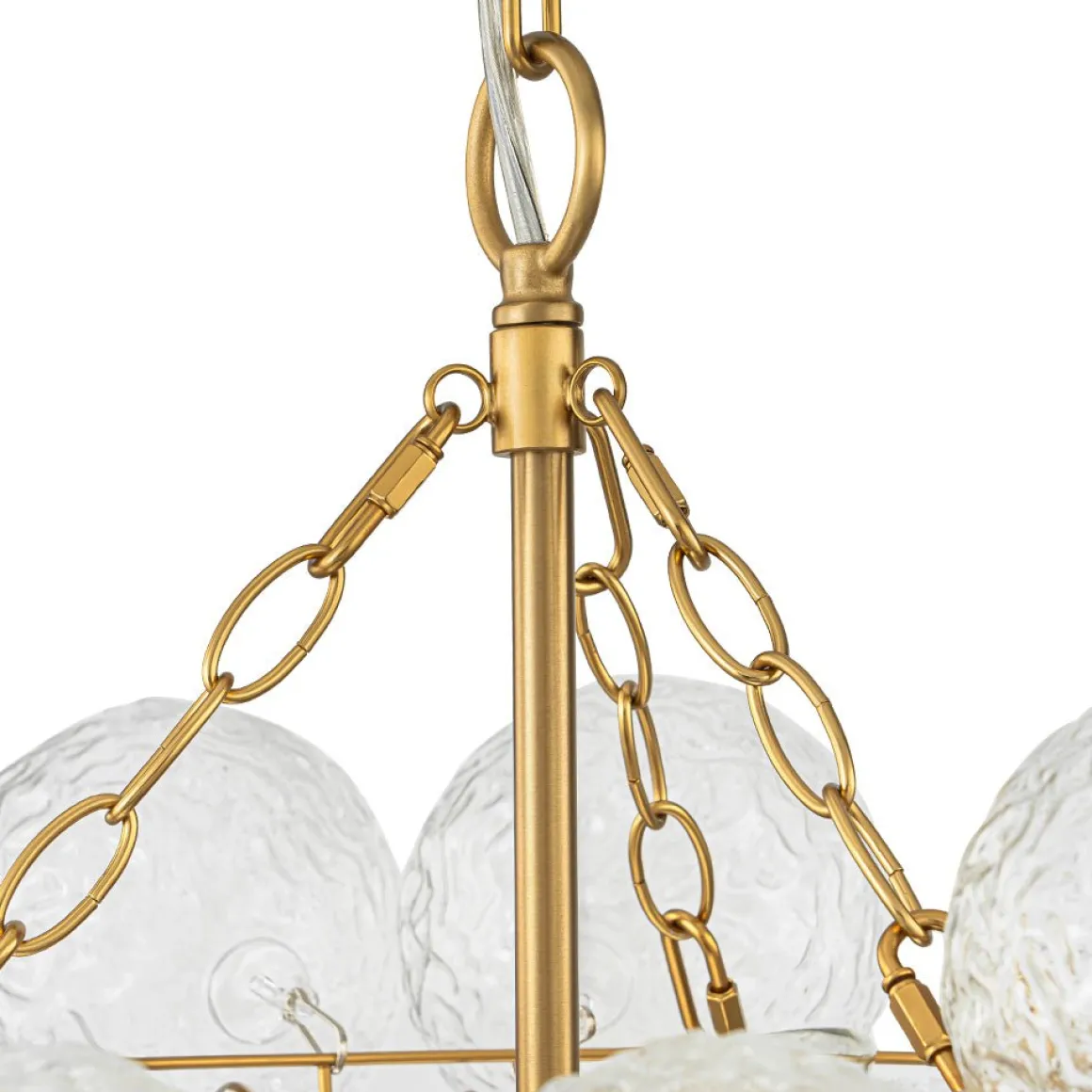 Brass Luxe Cluster Rippled Glass Globe Bubble Chandelier