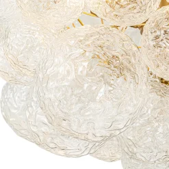 Brass Luxe Cluster Rippled Glass Globe Bubble Chandelier
