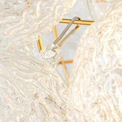 Brass Luxe Cluster Rippled Glass Globe Bubble Chandelier