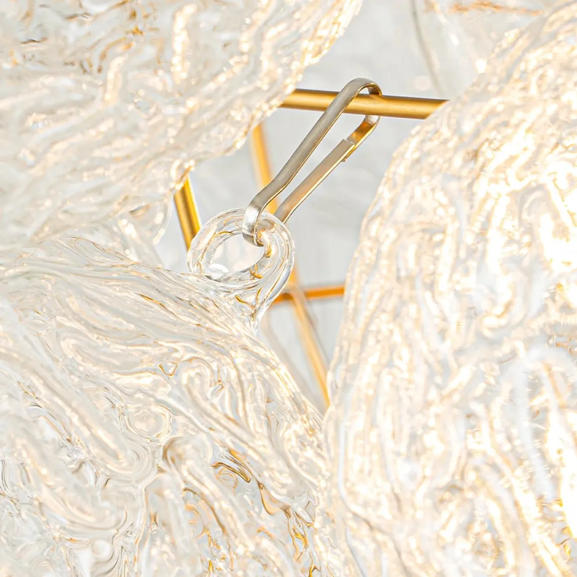 Brass Luxe Cluster Rippled Glass Globe Bubble Chandelier