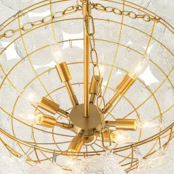 Brass Luxe Cluster Rippled Glass Globe Bubble Chandelier