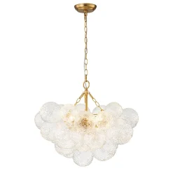 Brass Luxe Cluster Rippled Glass Globe Bubble Chandelier