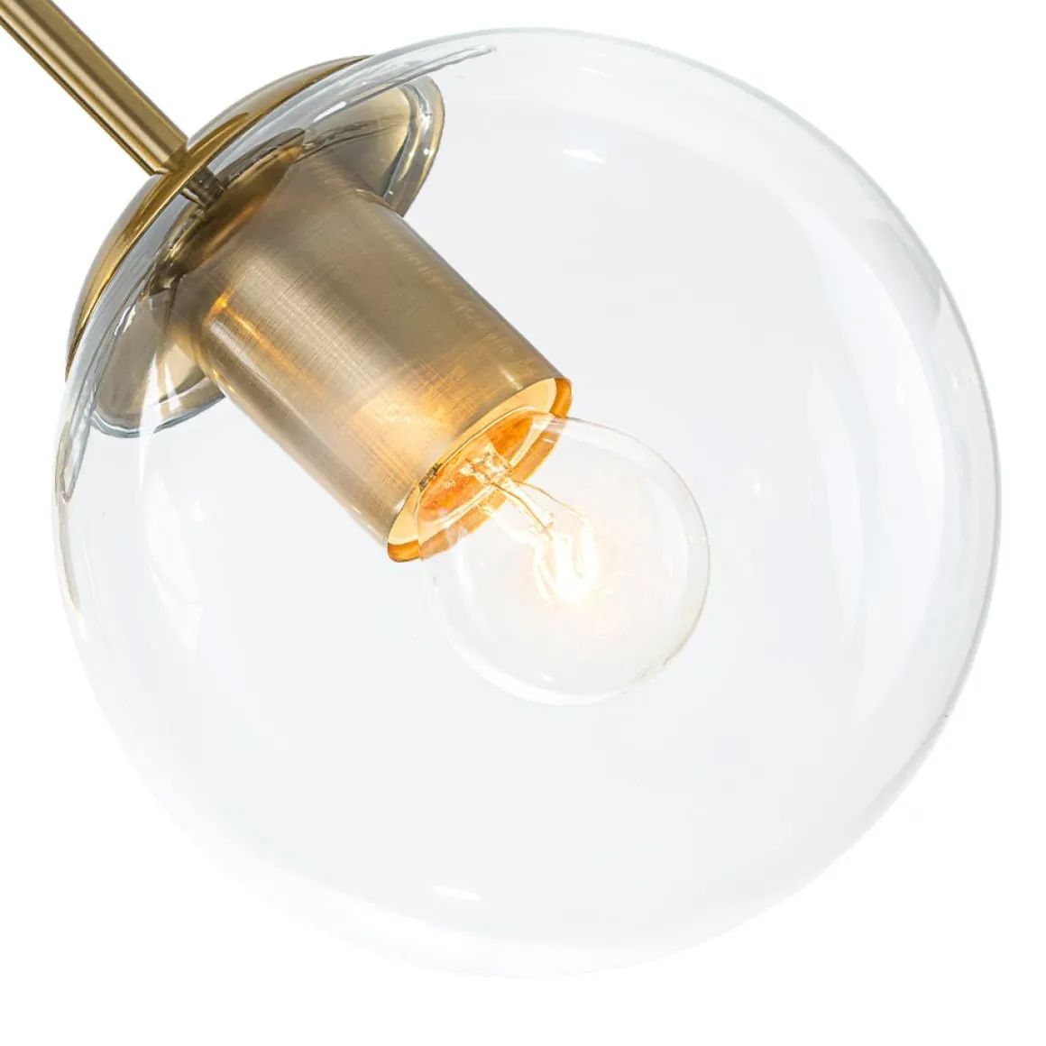 Brass Mid-Century 3-Light Glass Globe Semi Flush Mount