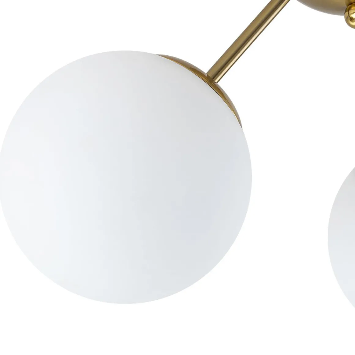 Brass Mid-Century 3-Light Glass Globe Semi Flush Mount
