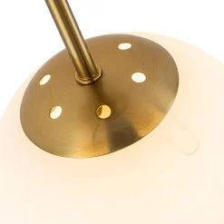 Brass Mid-Century 3-Light Glass Globe Semi Flush Mount