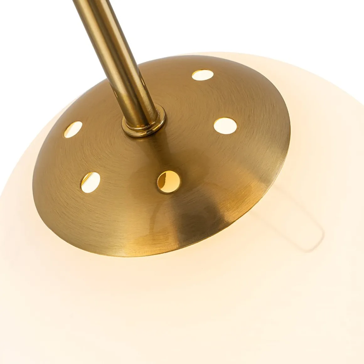 Brass Mid-Century 3-Light Glass Globe Semi Flush Mount