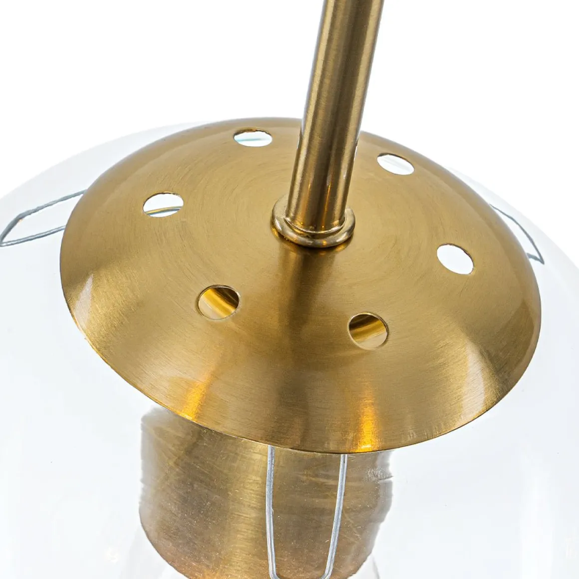 Brass Mid-Century 3-Light Glass Globe Semi Flush Mount
