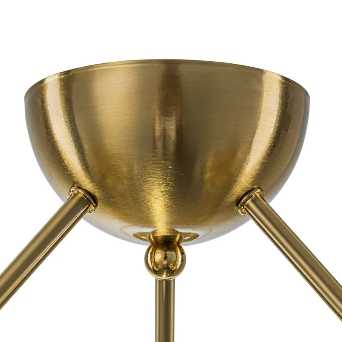 Brass Mid-Century 3-Light Glass Globe Semi Flush Mount