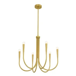 Brass Mid-Century Minimalist Tiered Candle Style Chandelier