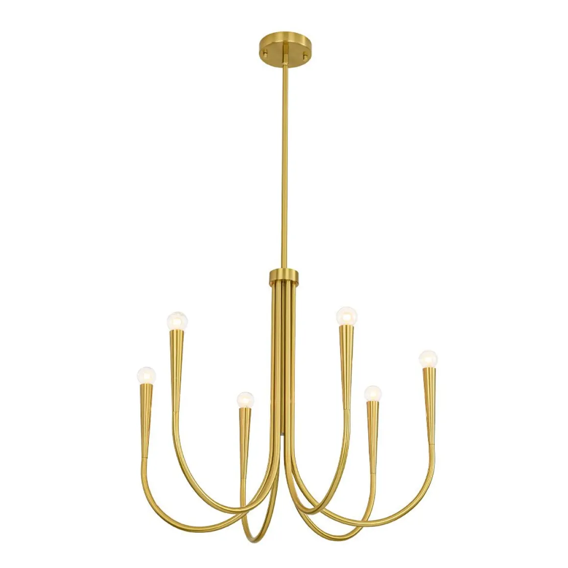Brass Mid-Century Minimalist Tiered Candle Style Chandelier