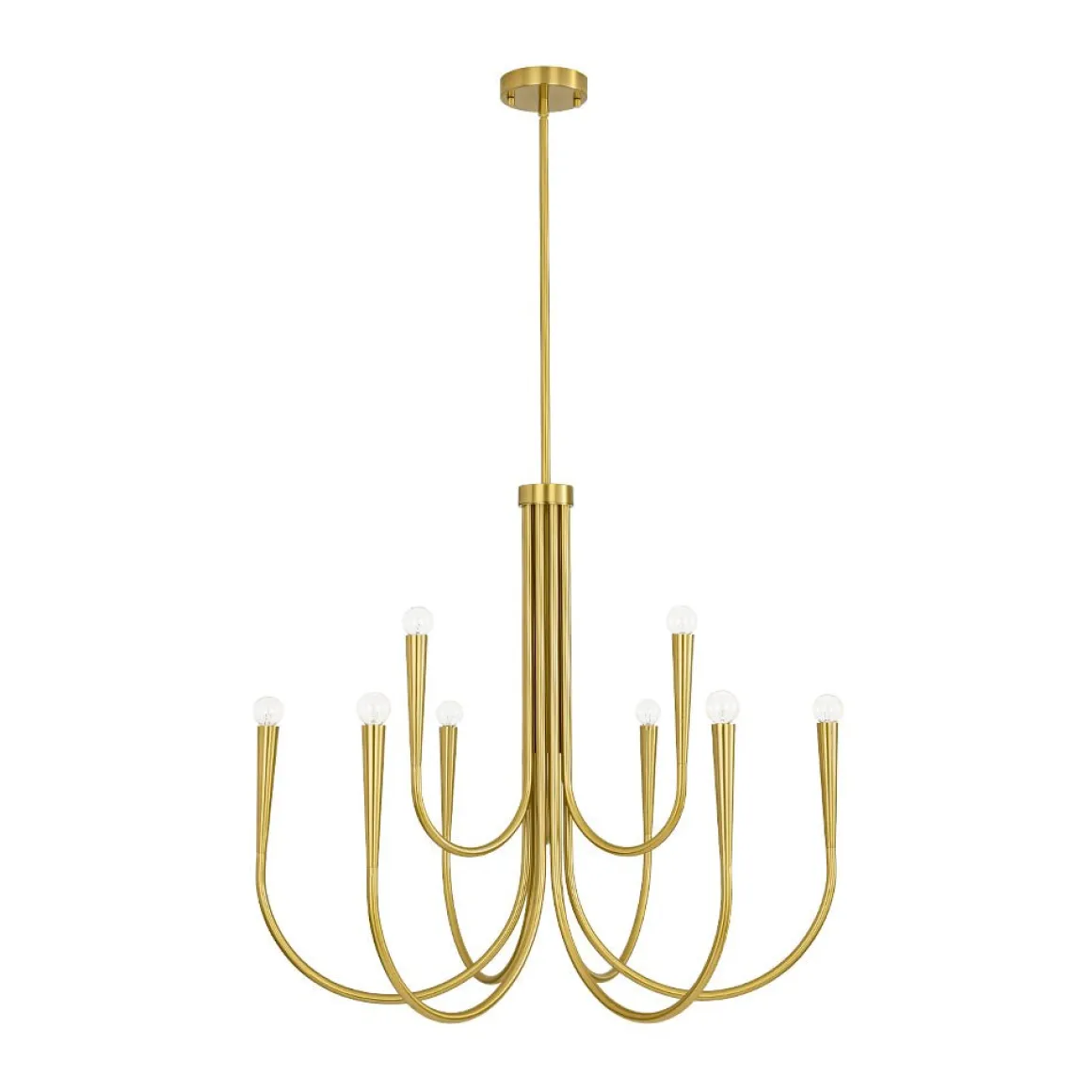Brass Mid-Century Minimalist Tiered Candle Style Chandelier
