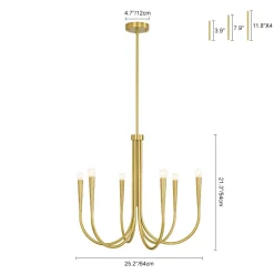 Brass Mid-Century Minimalist Tiered Candle Style Chandelier