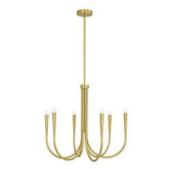 Brass Mid-Century Minimalist Tiered Candle Style Chandelier