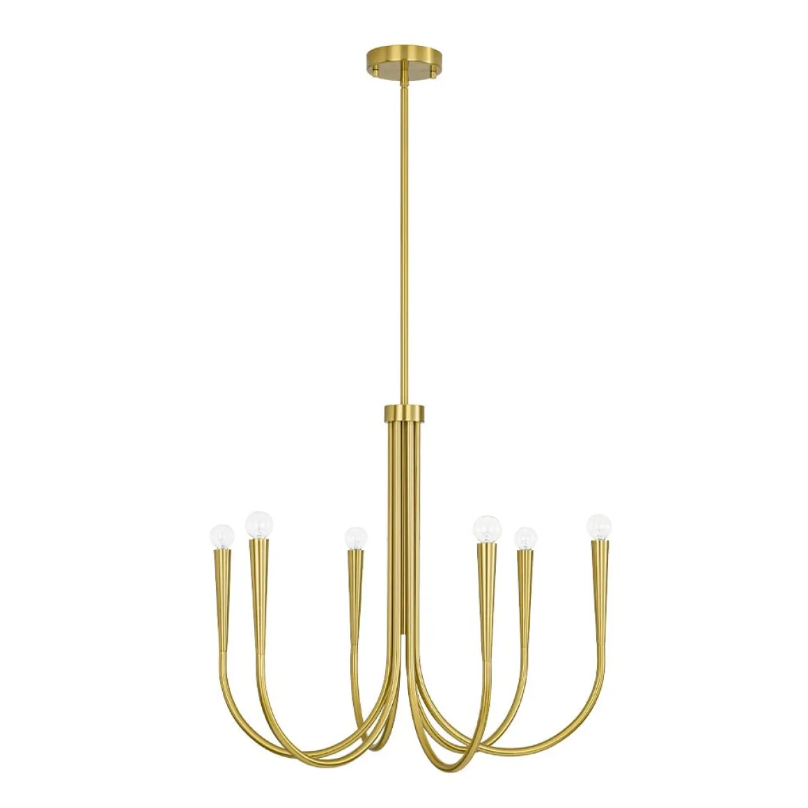 Brass Mid-Century Minimalist Tiered Candle Style Chandelier