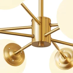 Brass Opal Glass Globe Tier Sputnik Chandelier