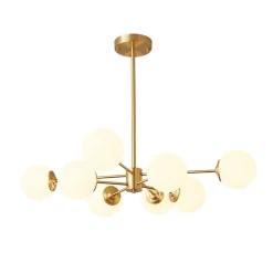 Brass Opal Glass Globe Tier Sputnik Chandelier