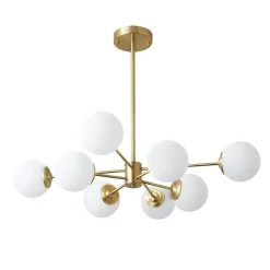 Brass Opal Glass Globe Tier Sputnik Chandelier
