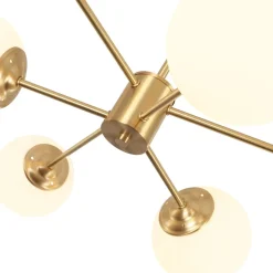 Brass Opal Glass Globe Tier Sputnik Chandelier