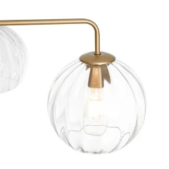 Brass Striped Ribbed Glass Globe 5-light Sputnik Chandelier