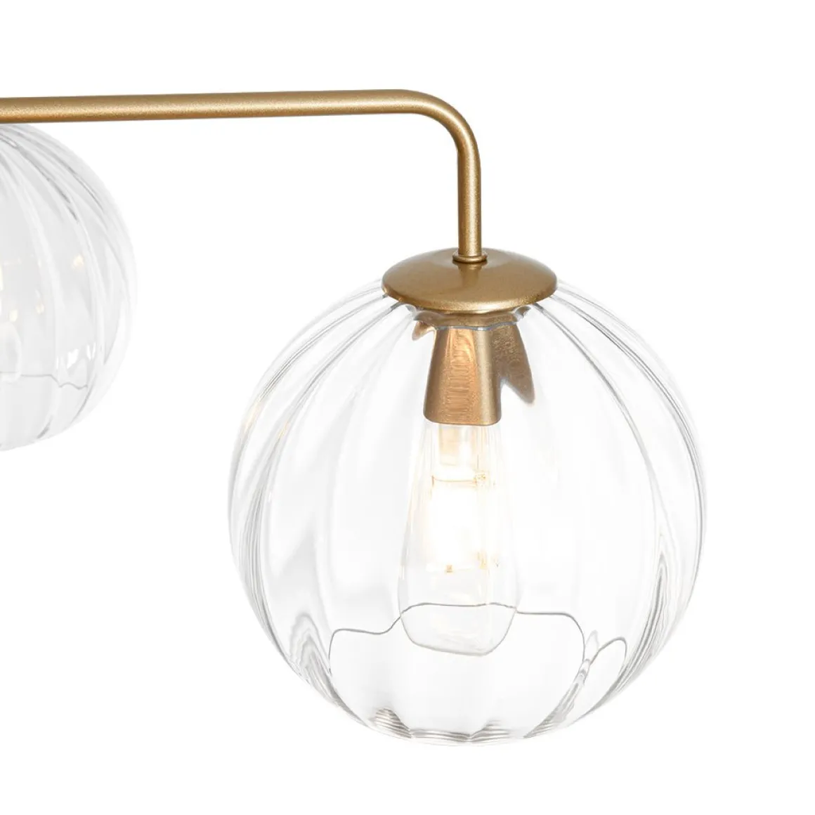 Brass Striped Ribbed Glass Globe 5-light Sputnik Chandelier