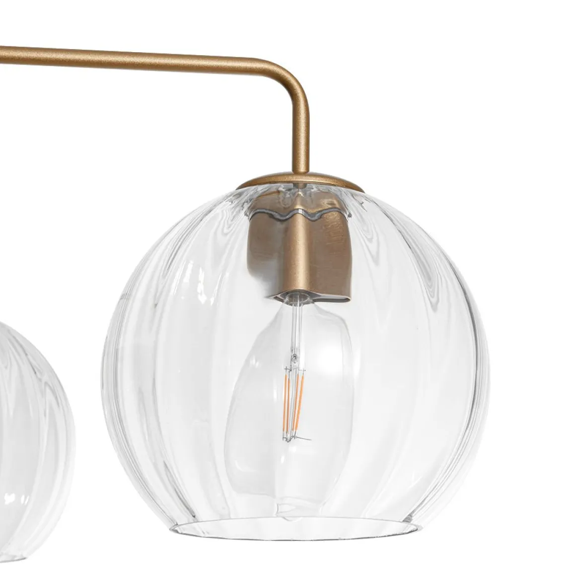 Brass Striped Ribbed Glass Globe 5-light Sputnik Chandelier