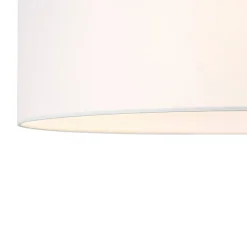 Brass White Fabric Drum Cage Semi Flush Dual Mount Chandelier