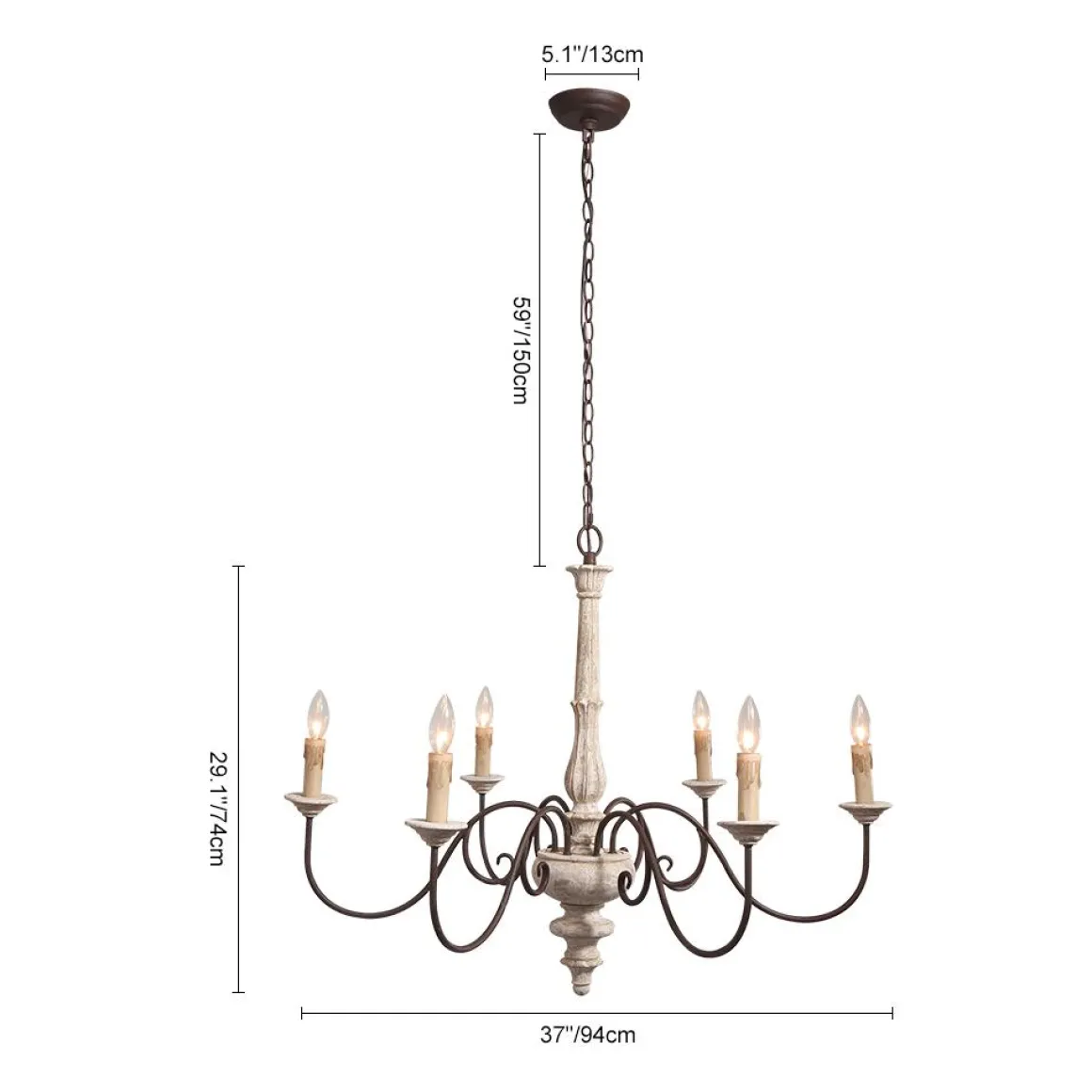 Candle Style Shabby Chic Chandelier