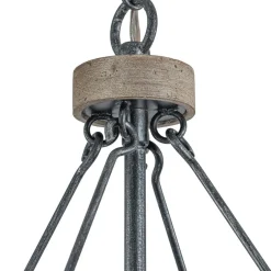 Candle Style Weathered Wooden Square Cage Pendant Light
