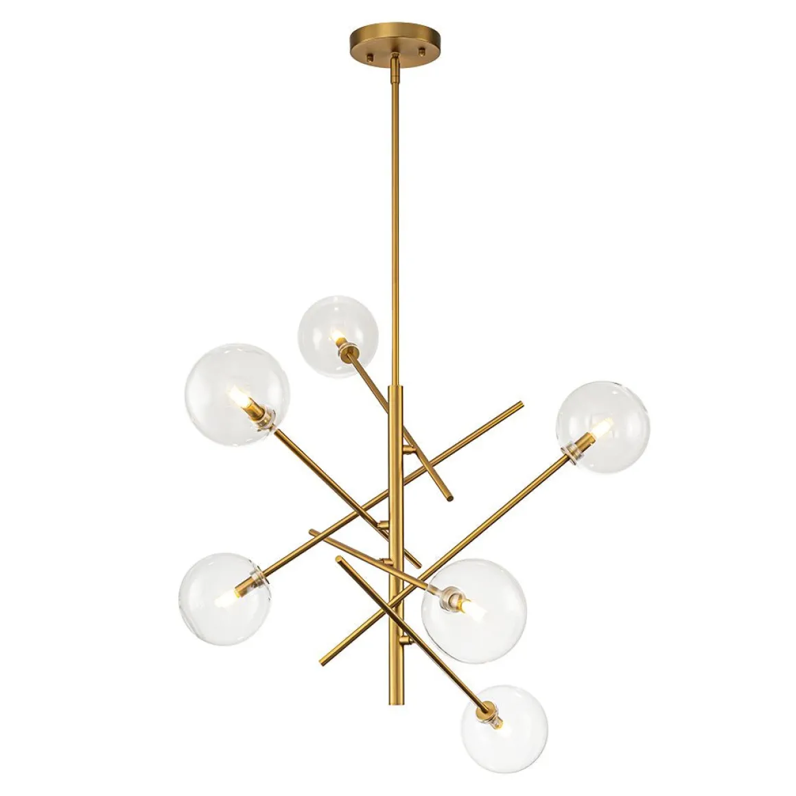 Celestial Glass Globe Sputnik Chandelier - Adjustable Linear Arm