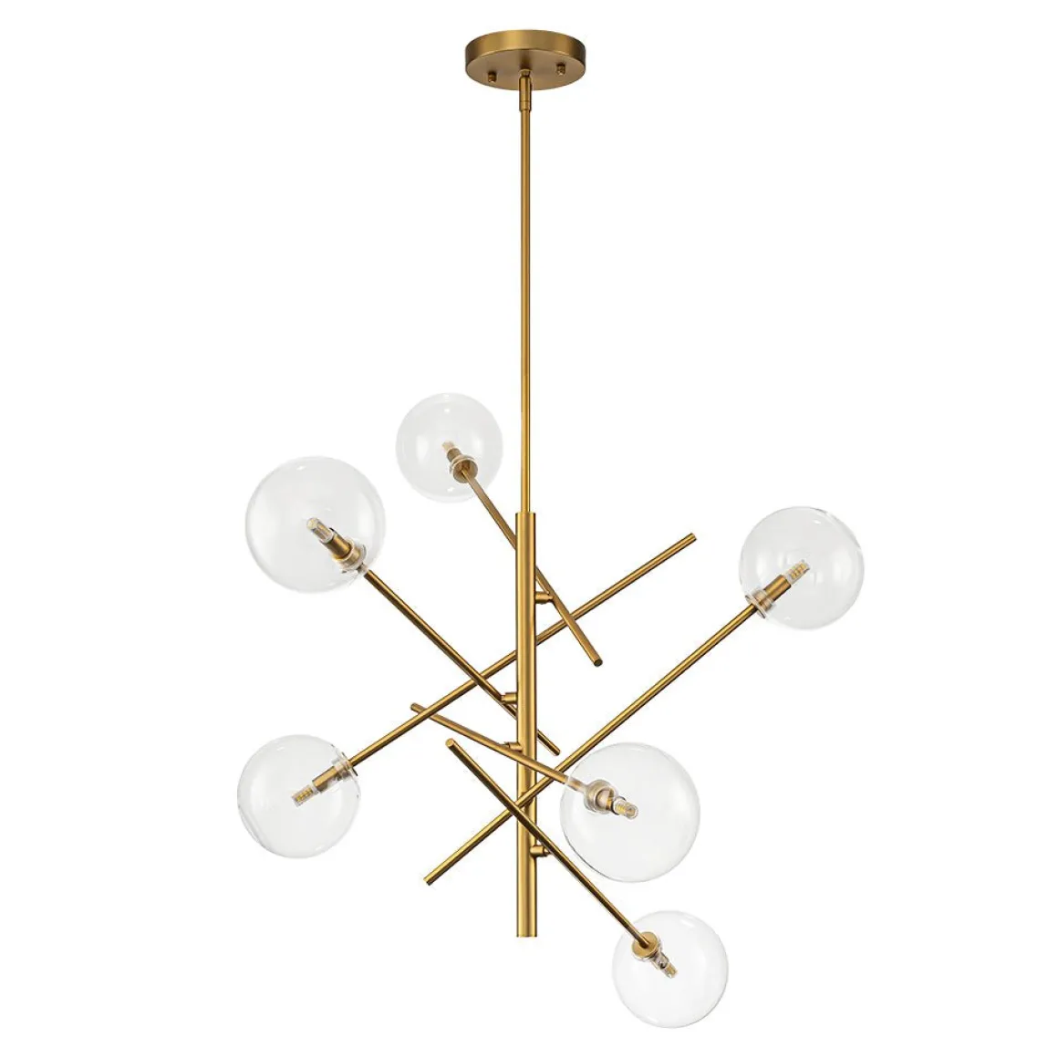 Celestial Glass Globe Sputnik Chandelier - Adjustable Linear Arm