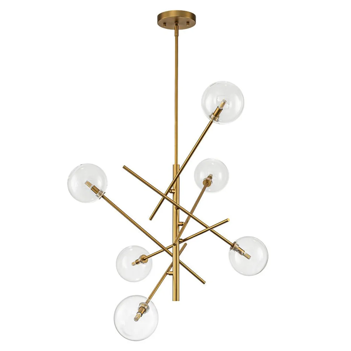 Celestial Glass Globe Sputnik Chandelier - Adjustable Linear Arm