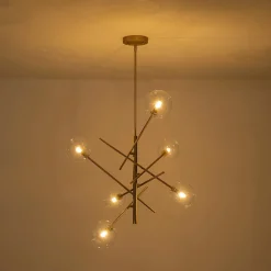 Celestial Glass Globe Sputnik Chandelier - Adjustable Linear Arm