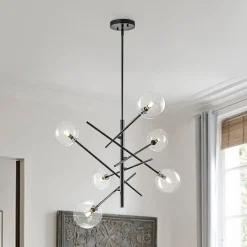 Celestial Glass Globe Sputnik Chandelier - Adjustable Linear Arm